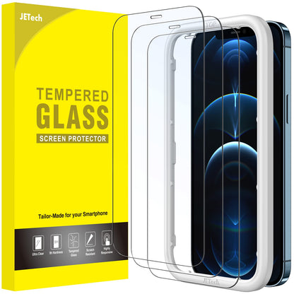 JETech Full Coverage Screen Protector for iPhone 16e 2025, iPhone 13/13 Pro 6.1-Inch, Tempered Glass Film with Easy Installation Tool, Case-Friendly, HD Clear, 3-Pack