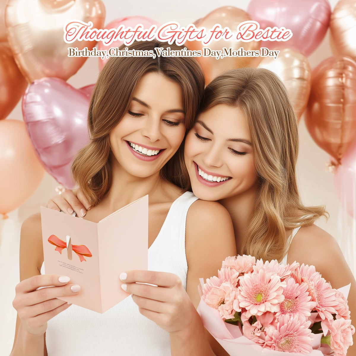 Bestie Gifts for Women: Eletorot BEST-TEA Friendship Gift for Best Friend Female, Pink Spa Relaxation Baskets Set, Galentines, Valentines, Mothers Day, Birthday, Christmas, Funny BFF Present