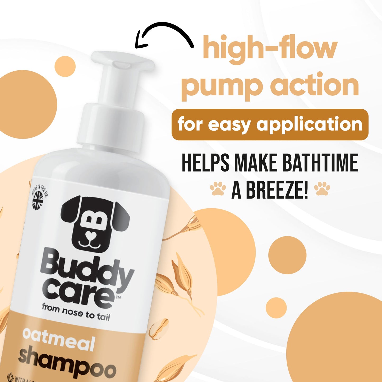 Buddycare Oatmeal Dog Shampoo (500ml) Gentle for Sensitive or Itchy Skin Removes Dandruff & Smelly Puppy Odours, w/Aloe Vera to Help Itch Relief Dog Shampoo for Smelly Dogs Best Puppy Shampoo