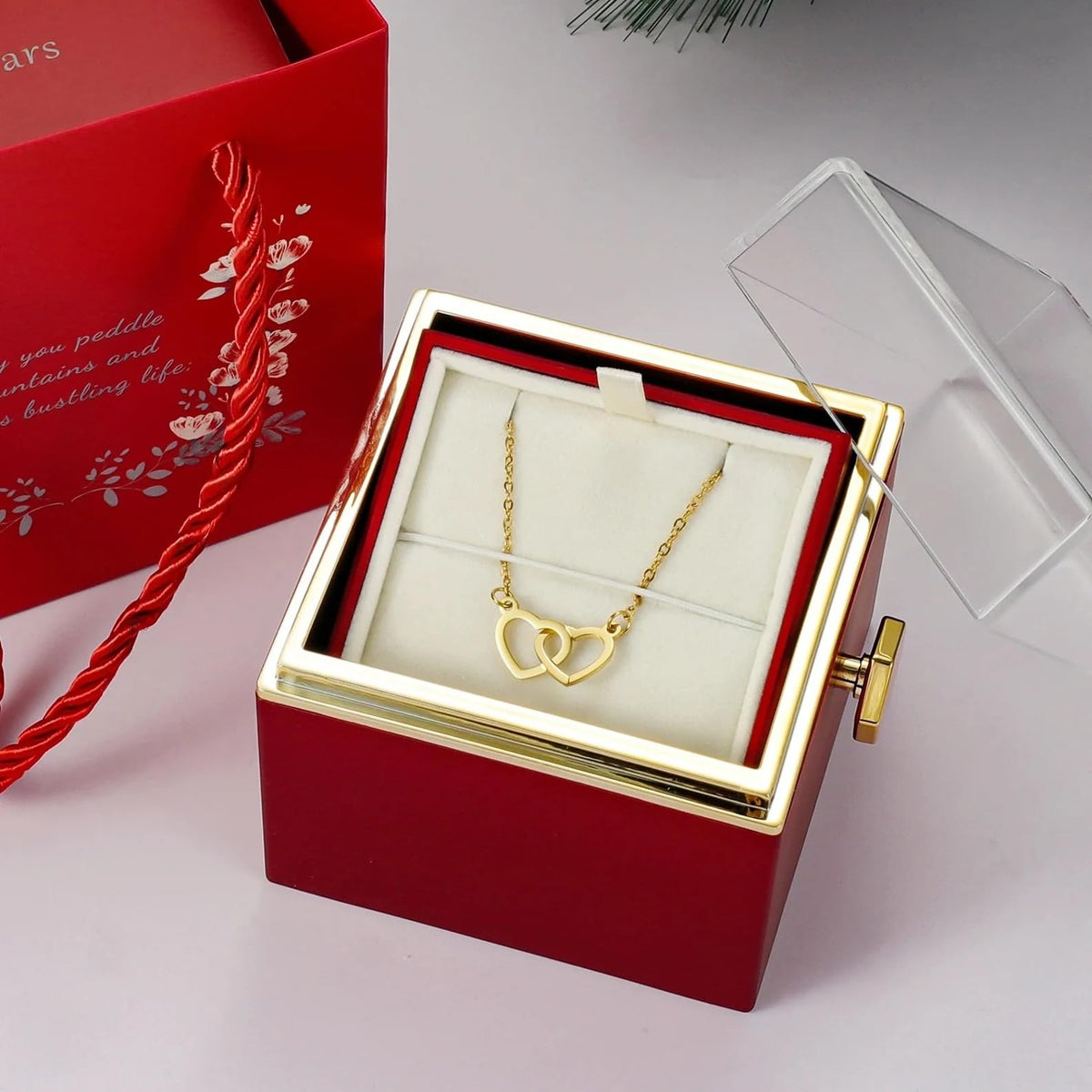 Friog Gift for Mothers Teachers Preserved Red Real Rose with Necklace Forever Flowers Heart Shaped Box for Mom Wife Girlfriend Grandma Sister on Mothers Day Birthday Anniversary Women
