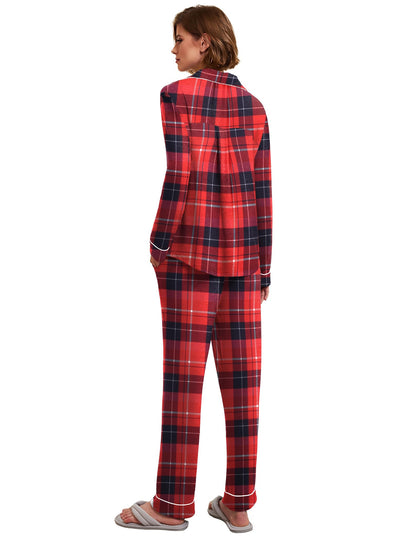 Ekouaer Christmas Sleepwear Two Piece Lounge Set for Women Cotton Sleep Top and High Waist Pants Matching Pajamas (Christmas Plaid,Medium)