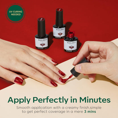 Modelones Christmas Gel Nail Polish Set, 6 Colors 2025 Winter Sparkle Dark Green Red Silver Champagne Rose Gold Glitter Gel Polish Kit New Year Soak Off Nail Art Manicure Salon DIY Home Gift
