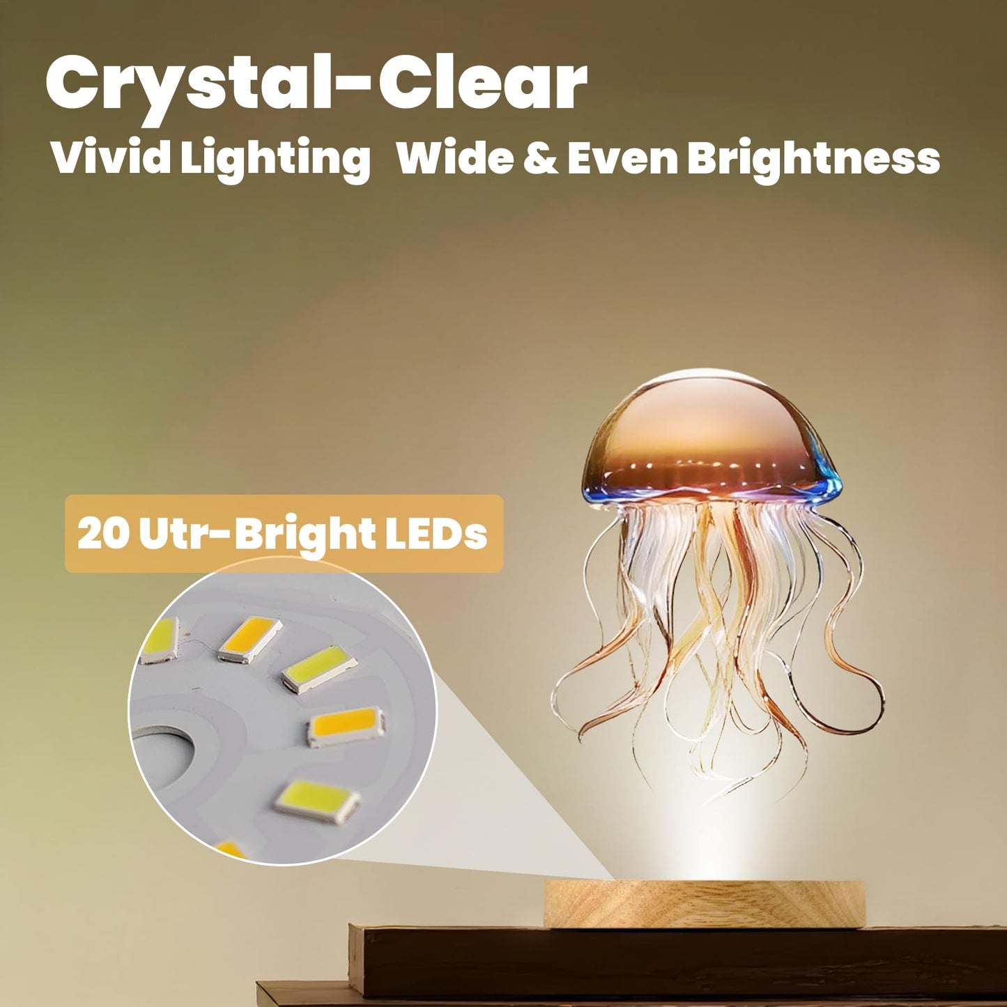 FuoiCorn Wood LED Light Base for Crystal Glass Art,Auto Timer
