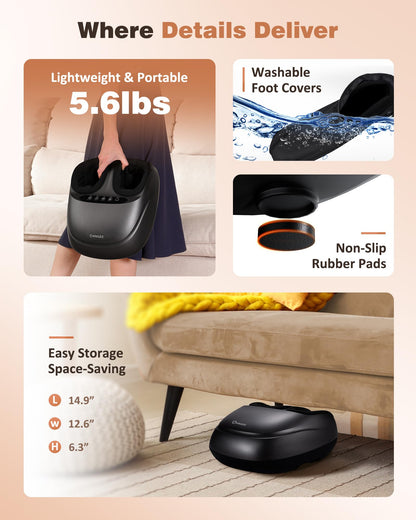 Foot Massager Machine with Heat, Shiatsu Deep Kneading Foot Massager with Remote, Compression, Multi-Massage Modes, Auto-Off Timers, Gifts for Women Men