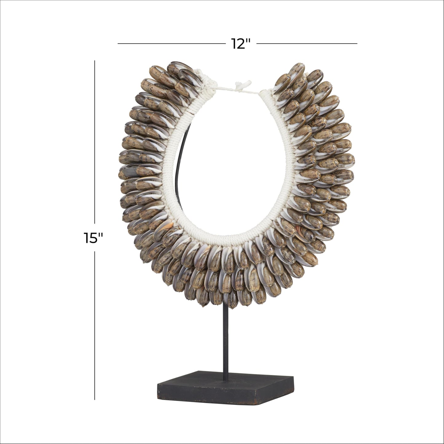 Deco 79 Shell Necklace Handmade Decorative Sculpture Home Decor Statue with Stand, Accent Figurine 12" x 6" x 15", Brown