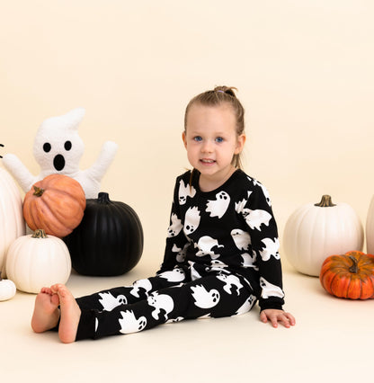 Owlivia Christmas Halloween Pajamas For Family, Organic Cotton Holiday Pjs Matching Sets(2-Piece Toddlers, 12-18 Months, Halloween Ghosts)