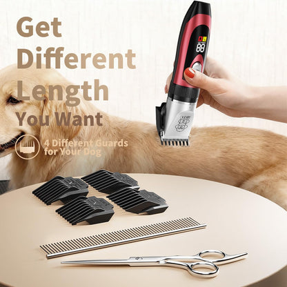 iBTC Dog Shaver Clippers Low Noise Rechargeable Cordless Electric Quiet Hair Clippers Set for Dogs Cats Pets Features a Ceramic Blade Head That is Removable (red)
