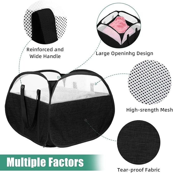 Collapsible Laundry Baskets, Tear Proof Pop Up Laundry Hamper