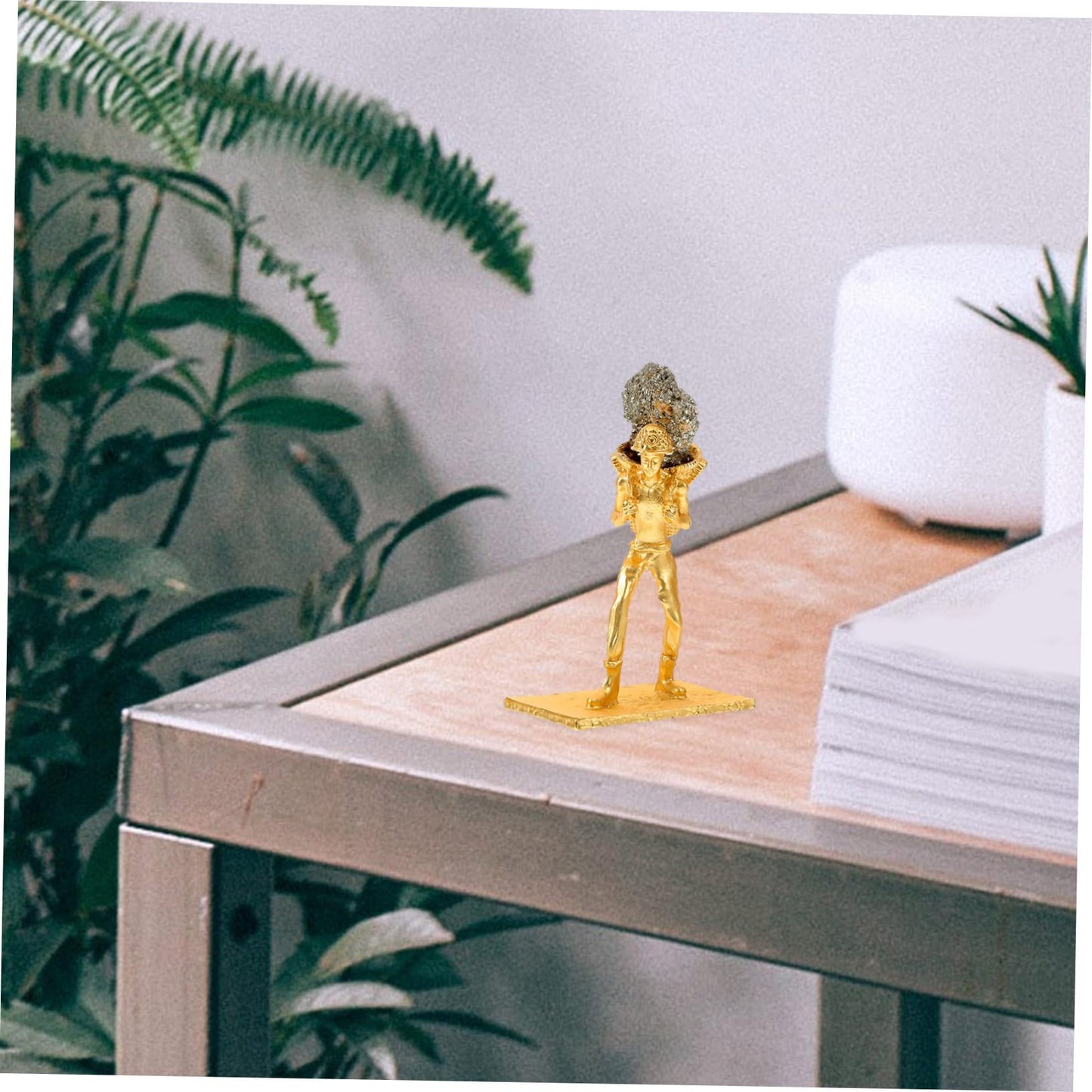 Cabilock Mineral Stone Miner Figurine with Basket Unique Irregular Ore Decoration for Home Office and Desk Natural Style Mineral Adornment for Creative Home Decor