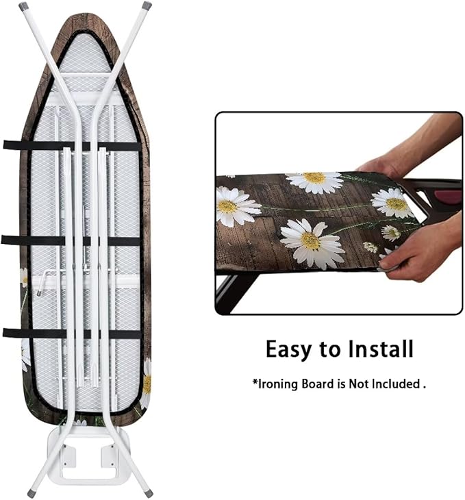 Wood Dasiy Floral Ironing Board Pad Ironing Board Cover and Pad 15" x 54"