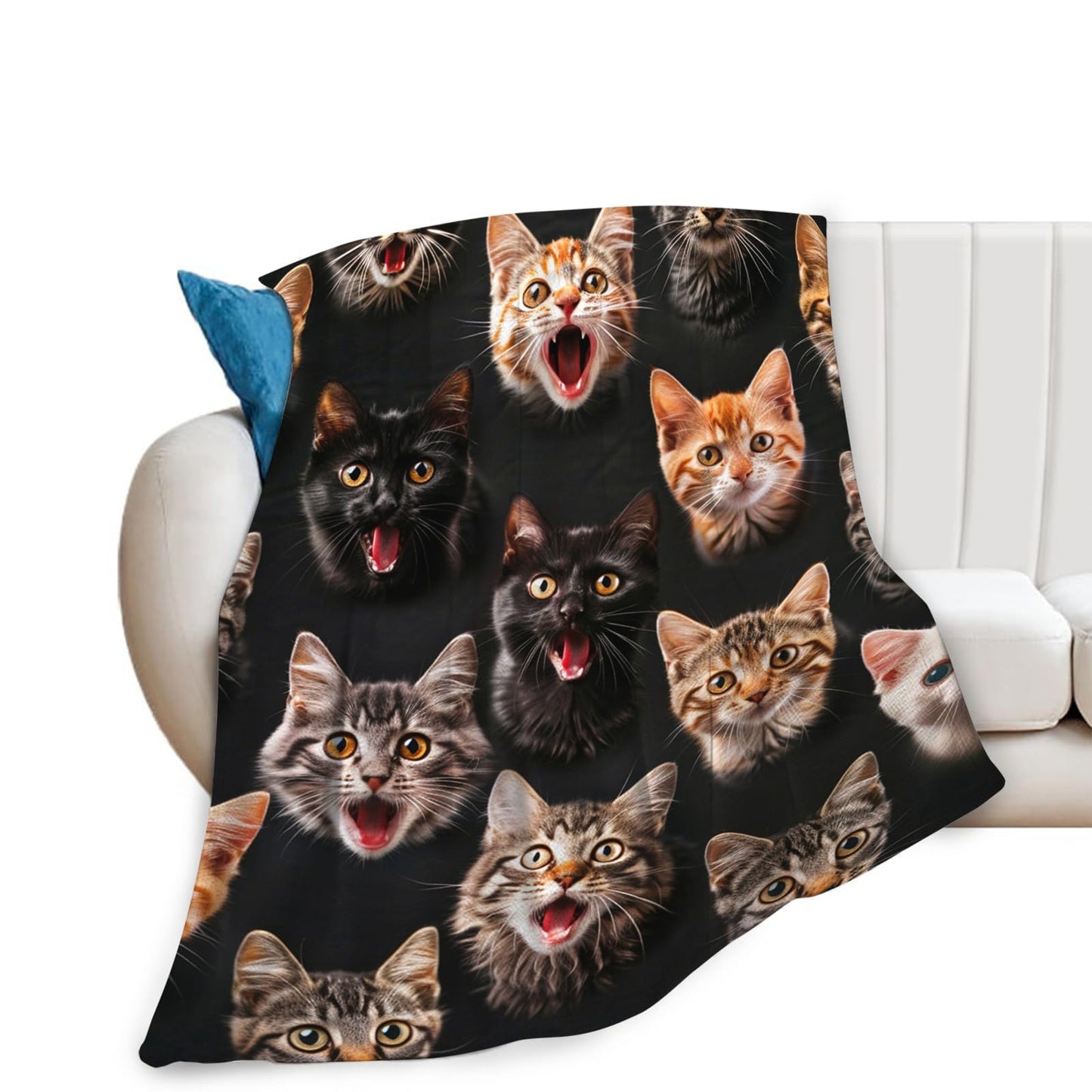 Tijuboni Cats Throw Blanket Cat Gifts for Girls Boys Women Men Kids Adults Soft Flannel Fleece Blanket for Couch Sofa Bed Home Decor 40"x50"