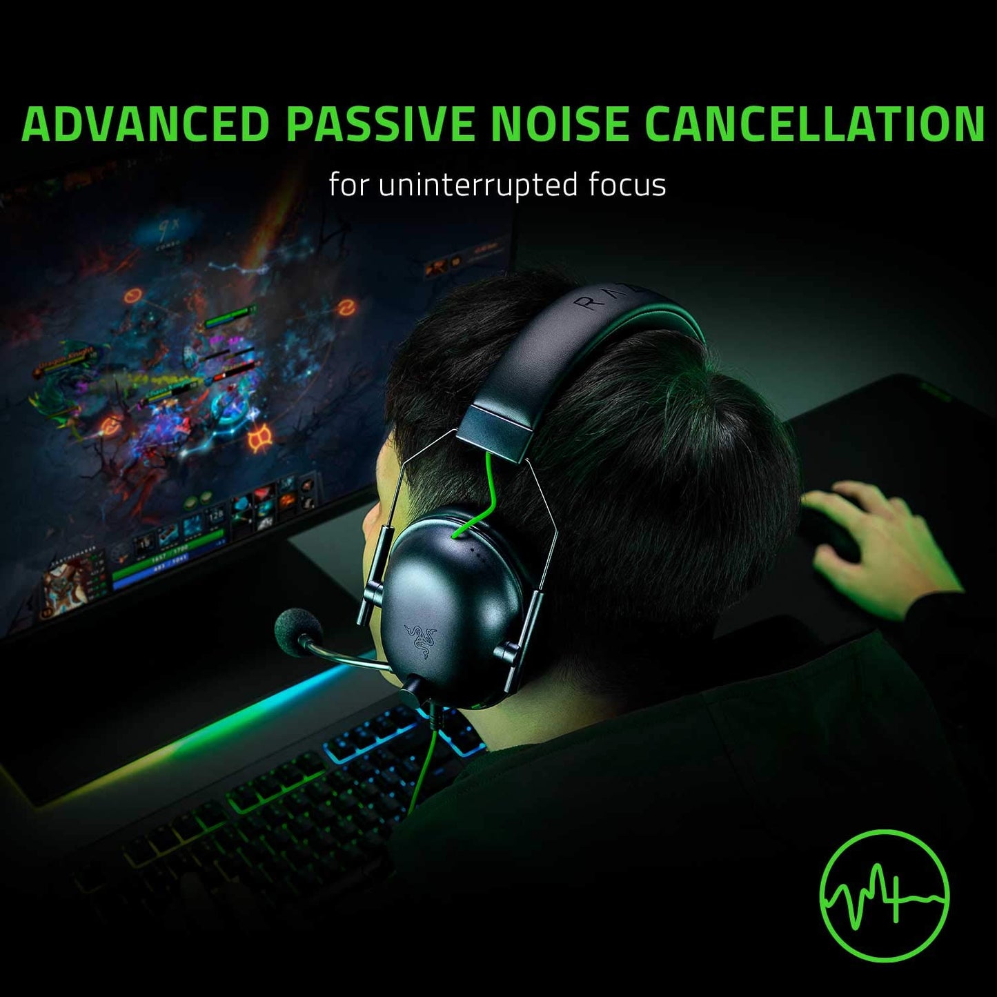 Razer BlackShark V2 X - Multi-Platform Wired Esports Headset (Triforce 50 mm Drivers, Advanced Passive Noise Cancellation, 7.1 Surround Sound, Hyperclear Cardioid Mic) Black