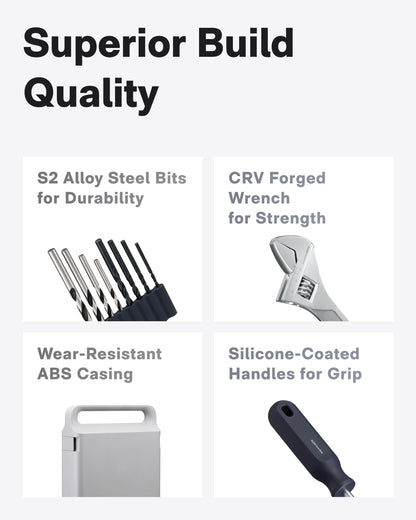 HOTO Cordless Brushless Drill Tool Set, Variable Speed, Hidden Buckle, Unique LED Screen, Intelligent Digital Display, Exquisite & Practical, High-end Drill Kit for Home/Daily Use