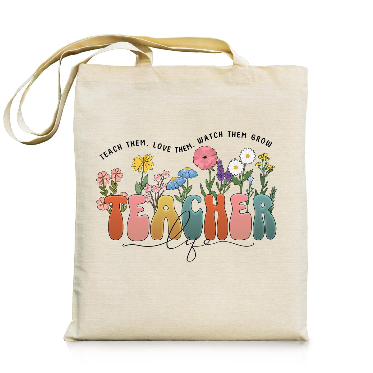 bmuvghi Teacher Appreciation Gifts Canvas Tote Bag Reusable Shopping Grocery Bags Birthday Gift for Teachers Women