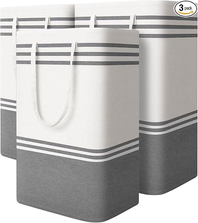 3 Pack Large Laundry Baskets, Laundry Hampers, Freestanding Waterproof