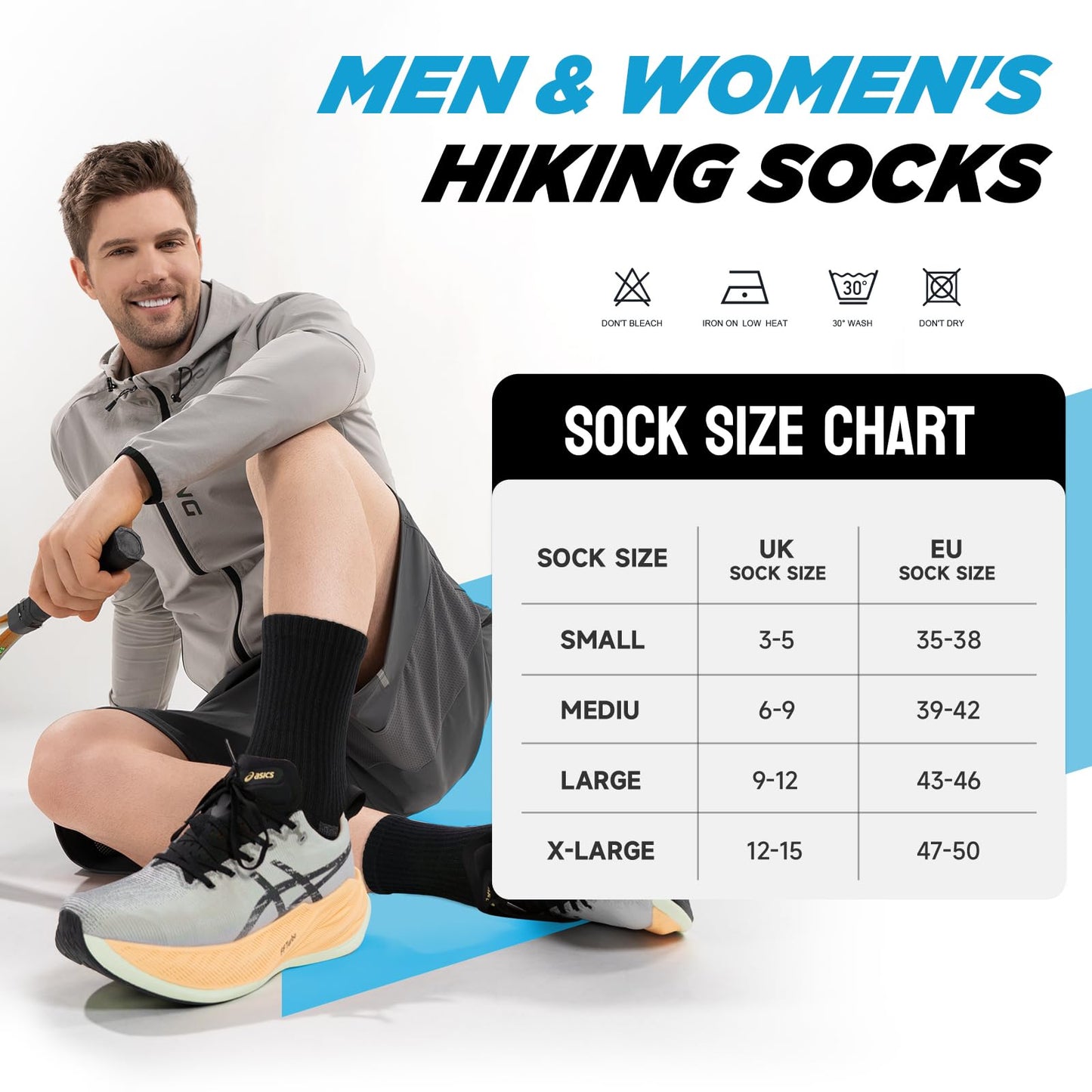 TANSTC Mens Socks Wicking Breathable Cushion Comfortable Casual Crew Socks Outdoor Multipack Performance Hiking Trekking Walking Athletic Socks 6 Pairs