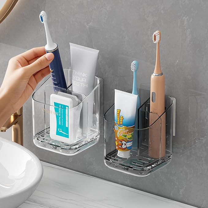 Toothbrush Holders for Bathrooms, 3 Slots Detachable Electric Toothbrush Holder