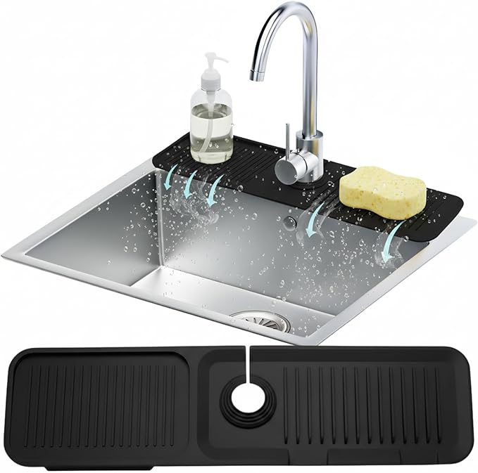 24” Silicone Faucet Mat For Kitchen Sink, Kitchen Sink Splash Guard Behind