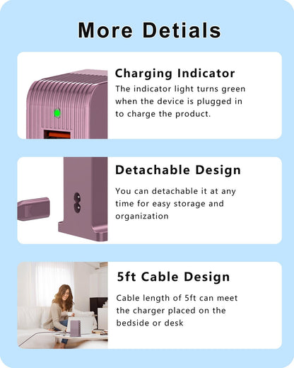 VPSUN Charging Station for Multiple Devices,VPSUN 50W USB Charger Tower,Multi 6 Port USB Charging Hub Compatible with iPhone 15/14/14 Pro/14 Pro Max/Android/Samsung/Tablet,etc(Pink, 50W)