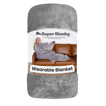 Super Blanky Wearable Blankets for Women, Adult Wearable Blanket Men, Valentine's Day Gifts for Her, Comfy Girlfriend Gift Top Christmas Gifts for Women, Wife Birthday Gift Ideas, Light Gray Blanket