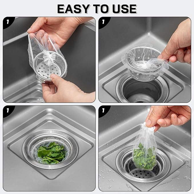 600 PCS Disposable Mesh Sink Strainer Bags Kitchen Sink Strainer Mesh Bags Anti