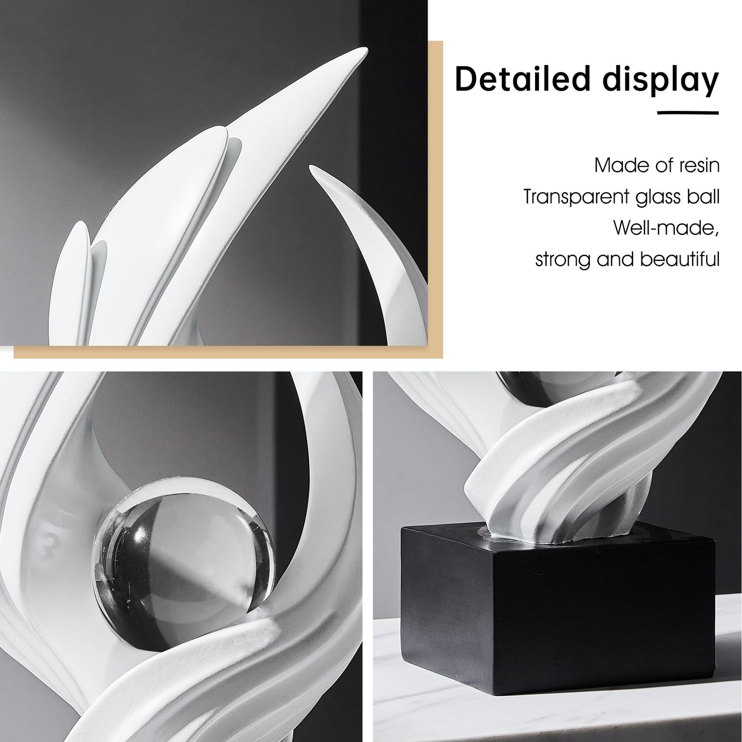 XYQXYQ Abstract Art Sculpture, Resin Gold Decorative Statue, Modern White Ornaments for Living Room, Decorativas Modernas for Coffee Table, Entryway & Office Collectibles (White)