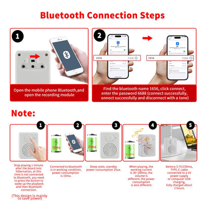 Voice Recorder Box, Support Bluetooth & MIC Recording Audio Box,16MB Sound Module with Speaker,16 Min Easy Sound Voice Box for Personalized Greetings, DIY Projects, Holiday Crafts ect-White.