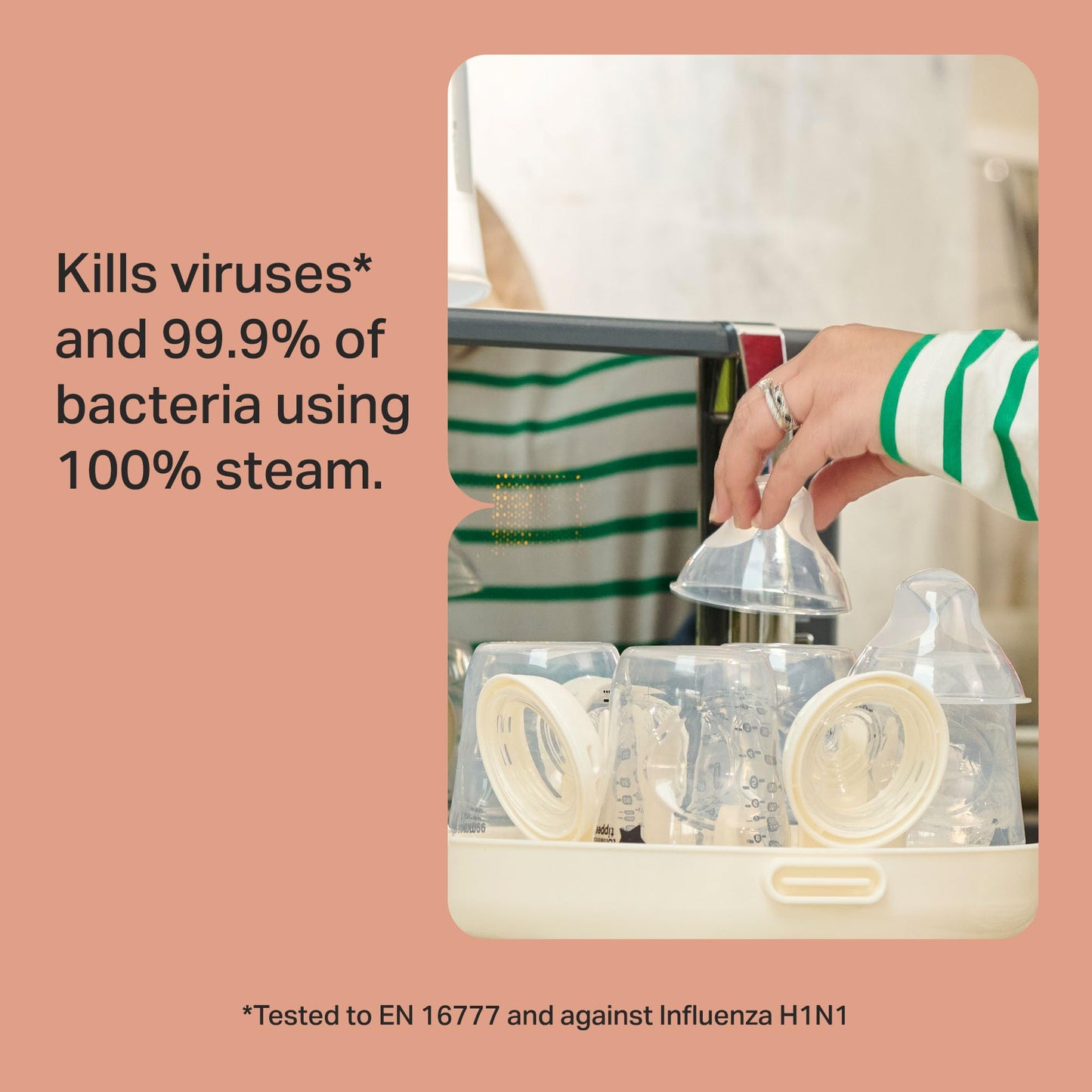 Tommee Tippee Microwave Steam Steriliser for Baby Bottles, Soothers, Breast Pumps and Feeding Accessories, Kills Viruses and 99.9% of Harmful Bacteria, 4-Minute Sterilisation Cycle