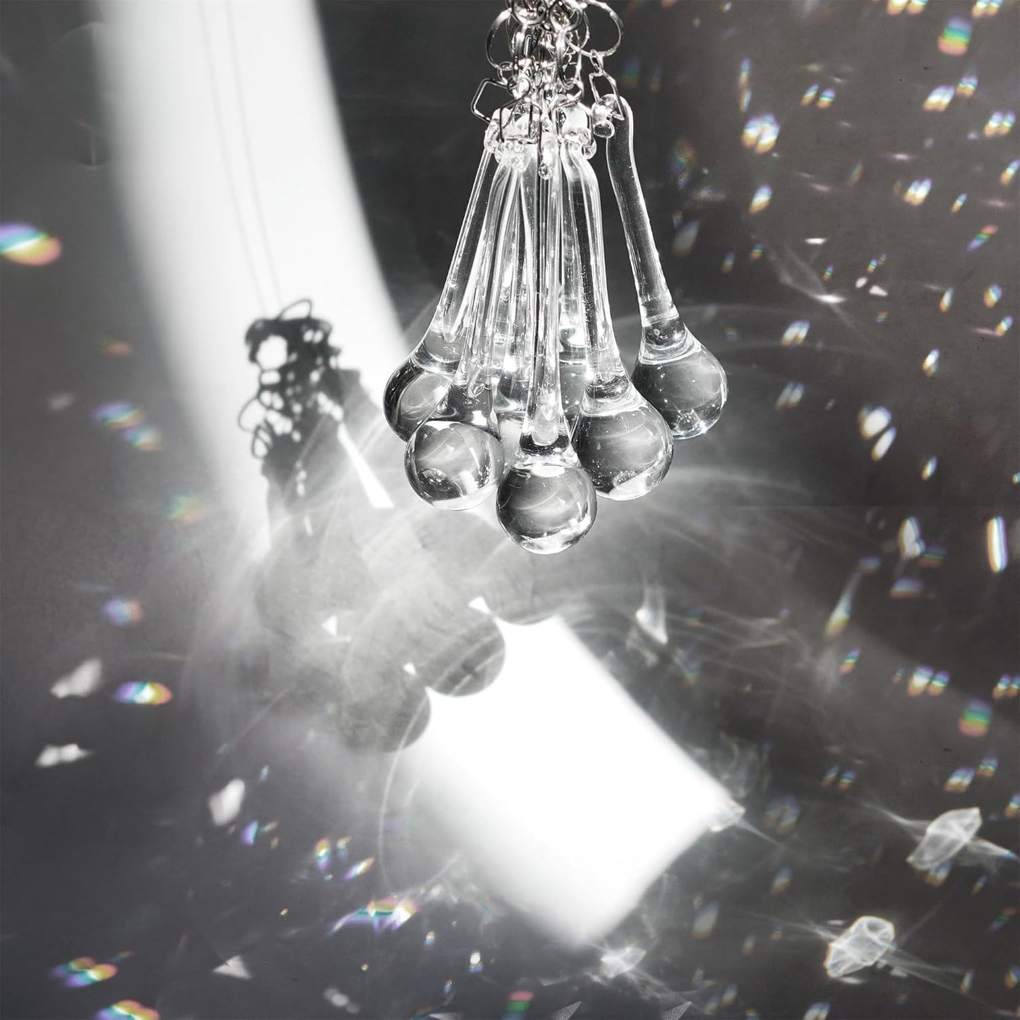 kanpura 20pcs Glass Raindrop Ornaments Glass Teardrop Hanging Ornaments Clear Chandelier Drop Pendant Decorations for Christmas Tree Winter Party Supplies (3 Inch)