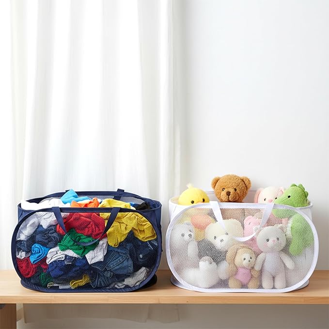 5 Pack Pop-Up Mesh Laundry Basket, 5 Colors Pop Up Mesh Hamper, Open Laundry