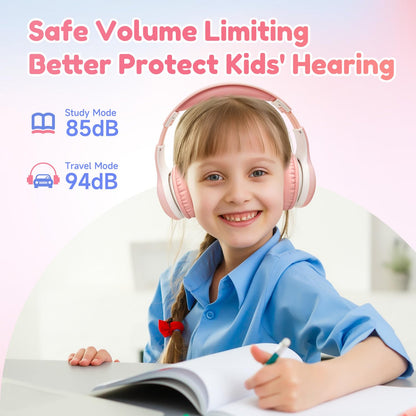 EarFun Kids Headphones Wireless, Bluetooth 5.4 Headphone for Child with Mic, 85/94dB Volume Limited Foldable Over Ear, Hi-Fi Stereo Sound, 40H Playtime, Gifts for Girl, Tablet/Phone/PC, School/Travel