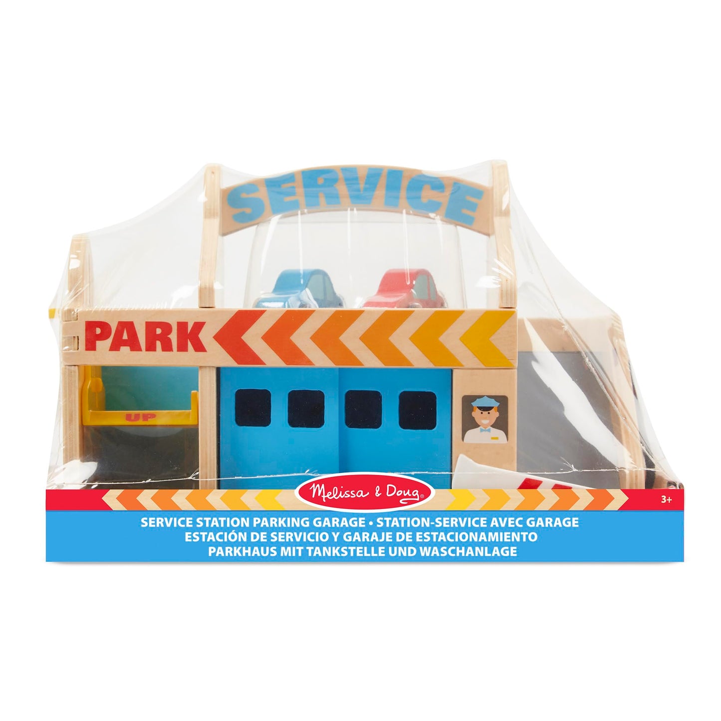Melissa & Doug Service Station Parking Garage | Wooden Vehicle | Pretend Play | 3+ | Gift for Boy or Girl
