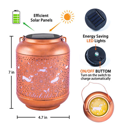 Mothers Day Gifts for Mom，Dachshund Dog Solar Lanterns Outdoor Waterproof Hanging Solar Lights Dog Gifts for Women/Men Metal Decorative LED Lanterns for Garden Decor,Patio,Lawn,Pathway,Yard