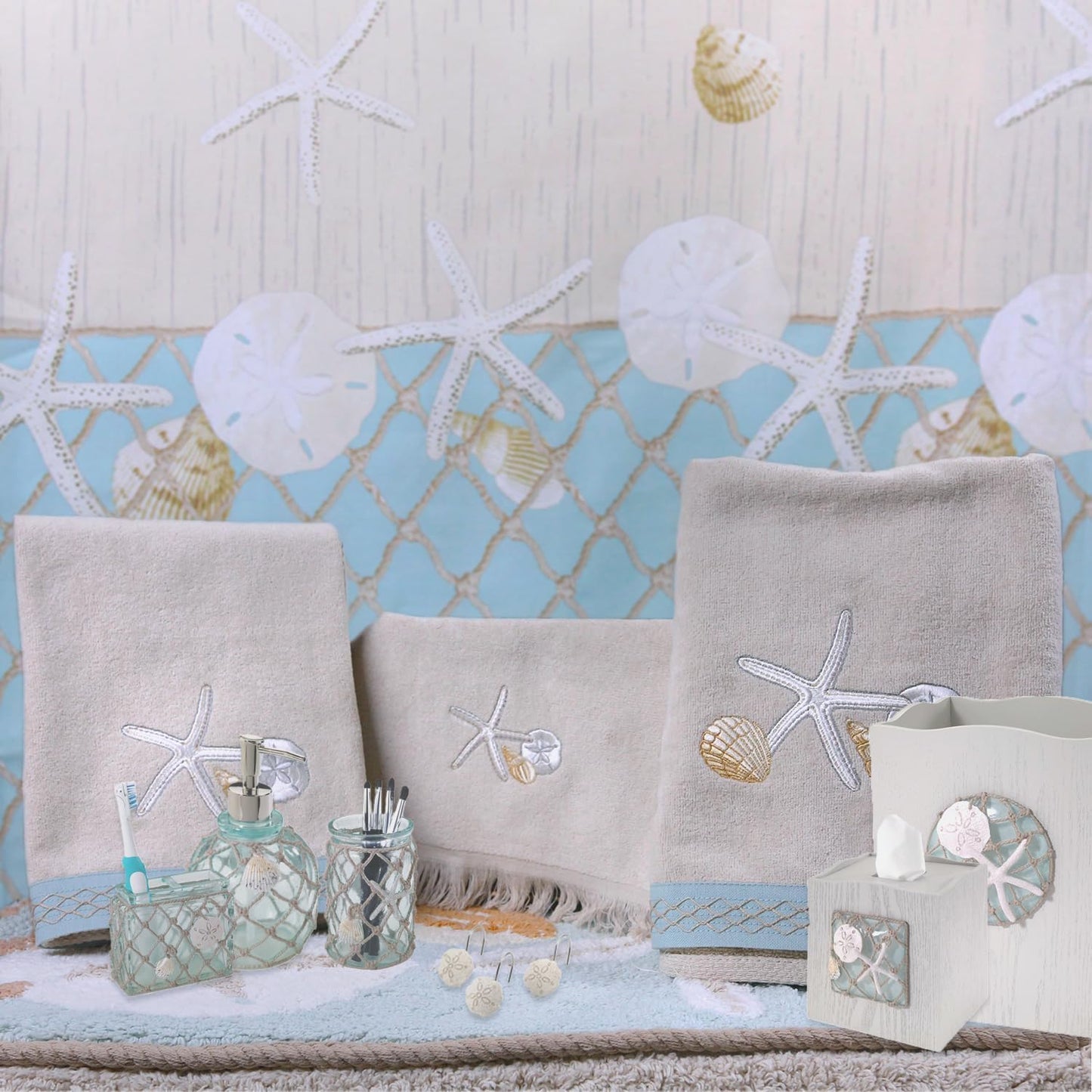 Avanti Linens - Soap Dish, Resin Countertop Soap Holder, Beach Inspired Bathroom Accessories (Seaglass Collection)