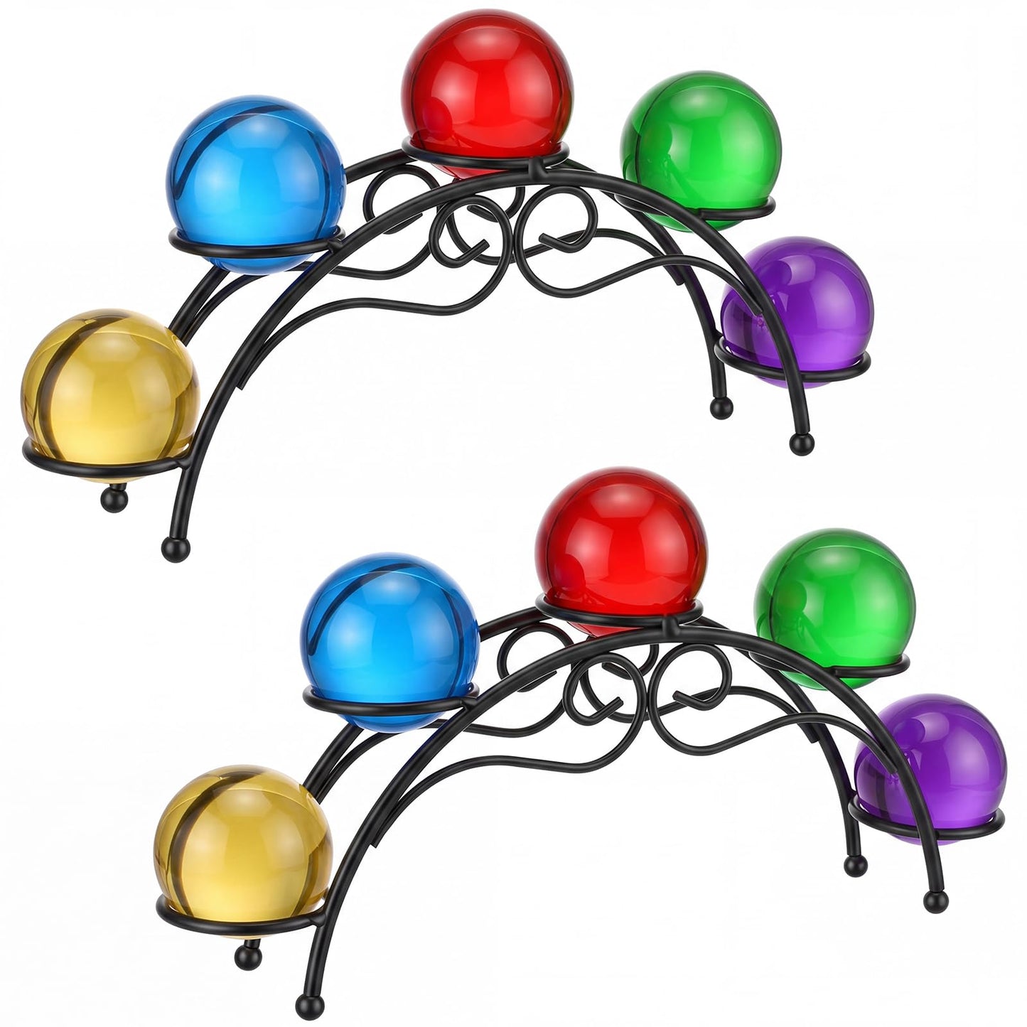 Frienda 1 Pcs Sphere Holder Crystal Stands for Display Eggs Display Stand Ball Holders Metal Sturdy Iron Multi-sphere Crystal Ball Sphere Globe Office Home Decor Ornament (10.6 Inch,Black)