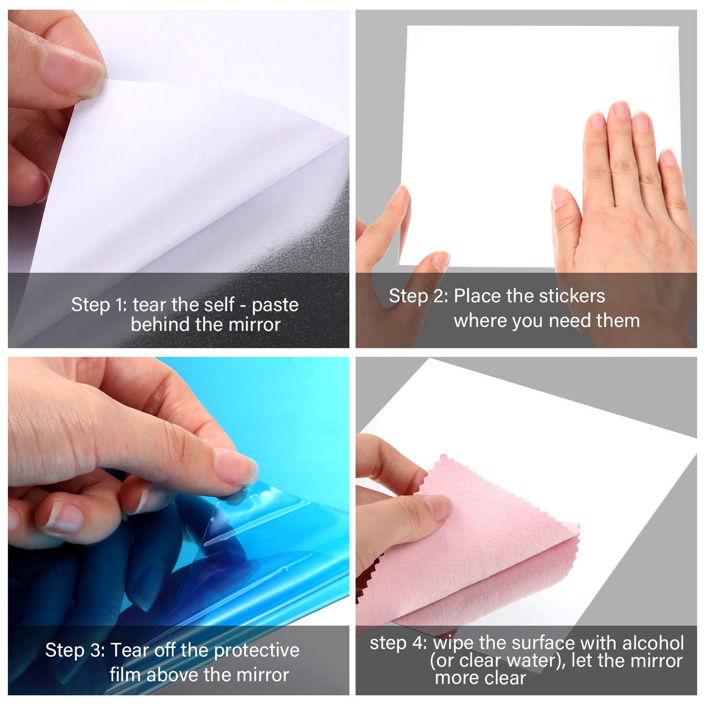 Flexible Mirror Sheets Self Adhesive Non Glass Mirror Tiles Stickers for Home Wall Decor(10 Pieces,6 x 6 Inches)