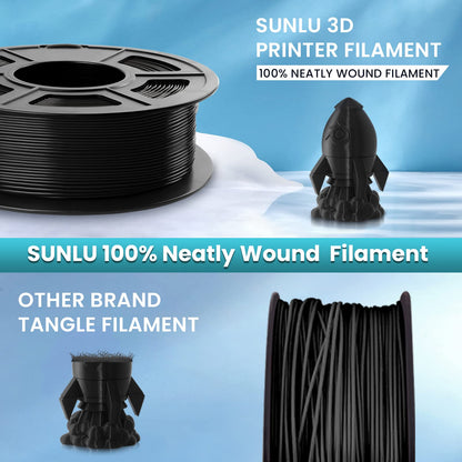 SUNLU PETG Filament 1.75mm 4KG Bundle, Strong PETG 3D Printer Filament, Fit for Most FDM 3D Printers, Individually Vacuum Packed, 4 Packs of 1KG Spools, Black