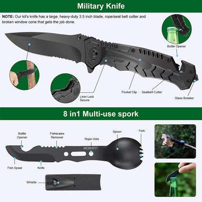 Gifts for Men Dad Christmas Husband Teenage Boy, Survival Kit 28 in 1, Survival Gear Tool Emergency Tactical Equipment Supplies Kits for Families Outdoors Camping Hiking Adventures