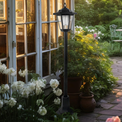 Guaranteed4Less LED Garden Lights Lamp Post Solar Powered Lantern Patio Pathway Walkway Outdoor (2),Black