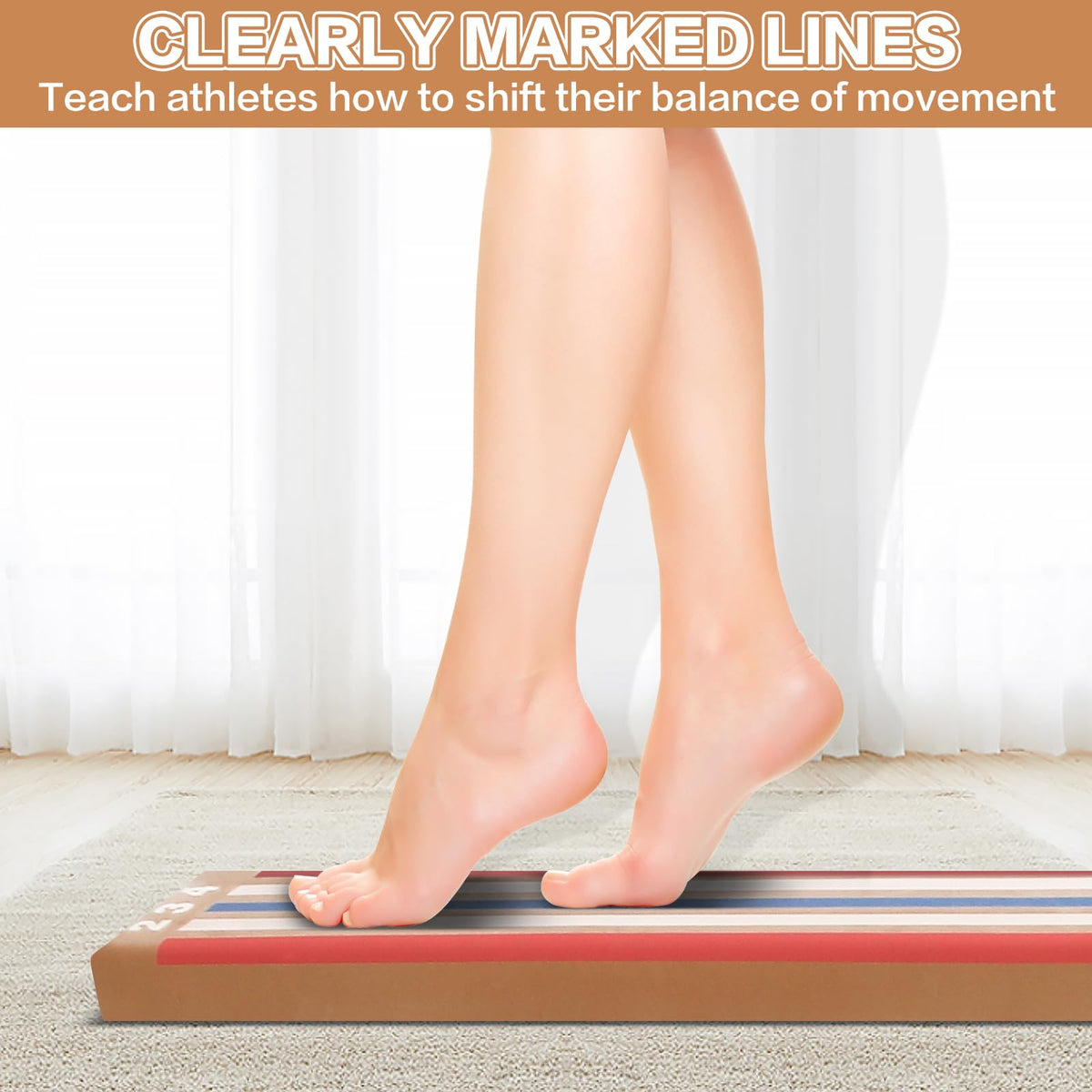 Modern-Depo 8ft Balance Beam Folding Floor Gymnastics Equipment for Kids Adults, Non Slip, Gymnastics Beam for Training, Physical Therapy and Professional Home Training