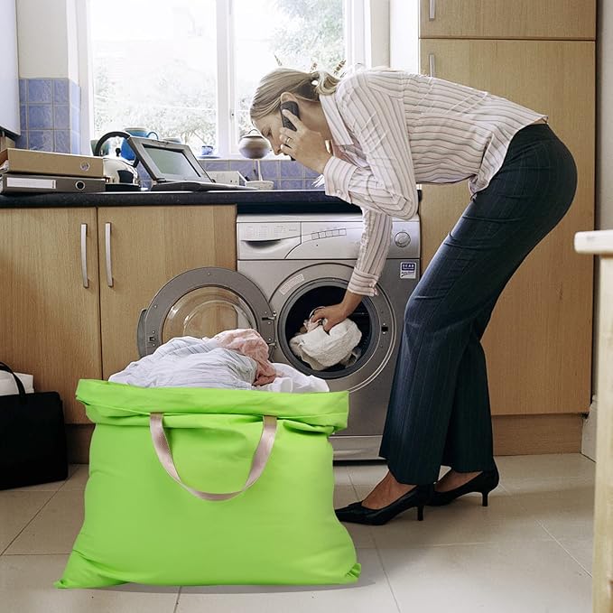 Cotton Canvas Laundry Bag with Handles & Drawstring Straps, Heavy Duty Extra