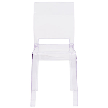 Flash Furniture Emilie Ghost Chair with Square Back in Transparent Crystal