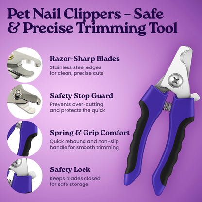 Cat Care Grooming Kit 6 in 1, Include: Nail Clipper, Brush for Shedding, Wand Toy, Interactive Ball Toy, Bath Brush, Ear Cleaner Finger Wipes (30ct.), Cat Grooming Supplies