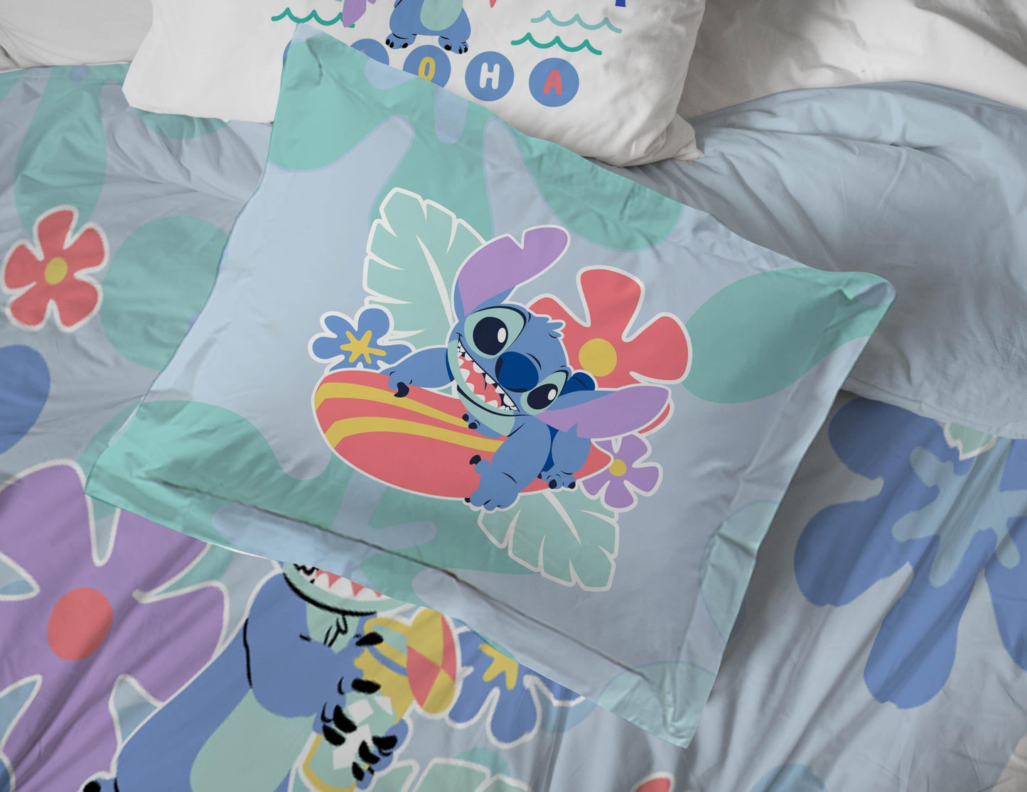 Jay Franco Disney Lilo and Stitch Twin Size Comforter Set - 5 Piece Bedding Includes Sheet Set & Pillow Covers - Super Soft Tropical Bedding