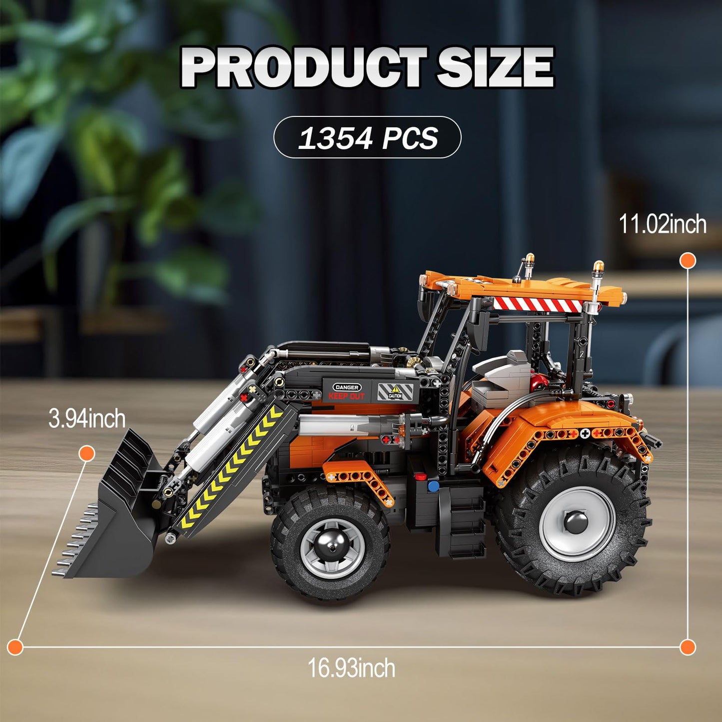 Reobrix Loading Tractor Building Blocks Sets for Adults Remote Control Bulldozer Building Model Kit, Excavator Engineering Building Toys for Adult (22024)