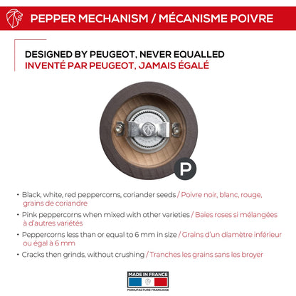 PEUGEOT - Paris 22 cm Pepper Mill - Classic Grind System - Made with PEFC Certified Wood - Lifetime Guaranteed Mechanism - Made in France - Chocolate Colour