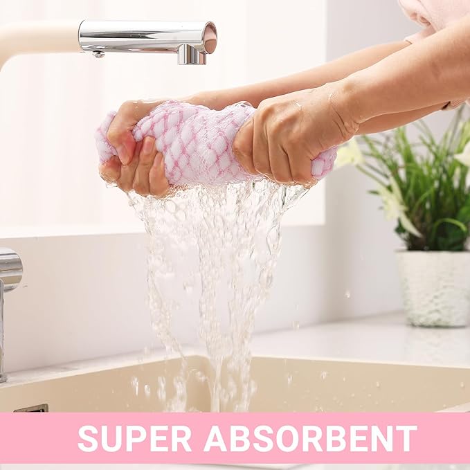 Homaxy Kitchen Towels and Dishcloths Set, 16 x 25 and 12 x 12 Inches, Super