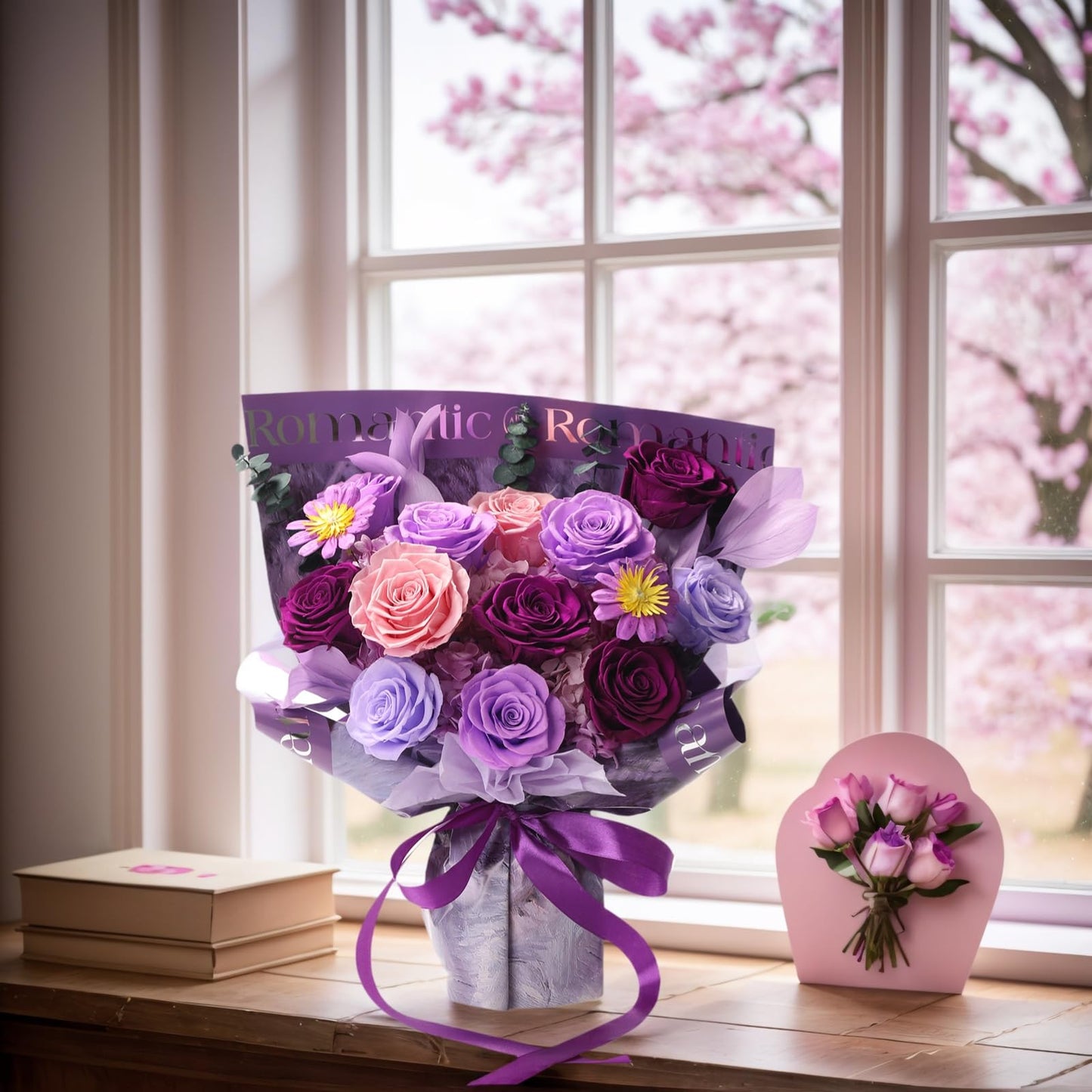 lovenfold Flowers for Delivery,Preserved Flowers Bouquets,Purple Rose Bouquets That Last 1-3 Years,Birthday Flowers Gifts for Women Mom Grandma Wife Friends