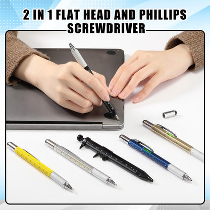AmazingSpark 40 Pcs for Men Employee Appreciation Gifts 6 in 1 Multi Tool Pens with Level Gauge Stylus Vernier Caliper Multi Tool Pens for Dad Husband Coworker Birthday(Vivid Color)