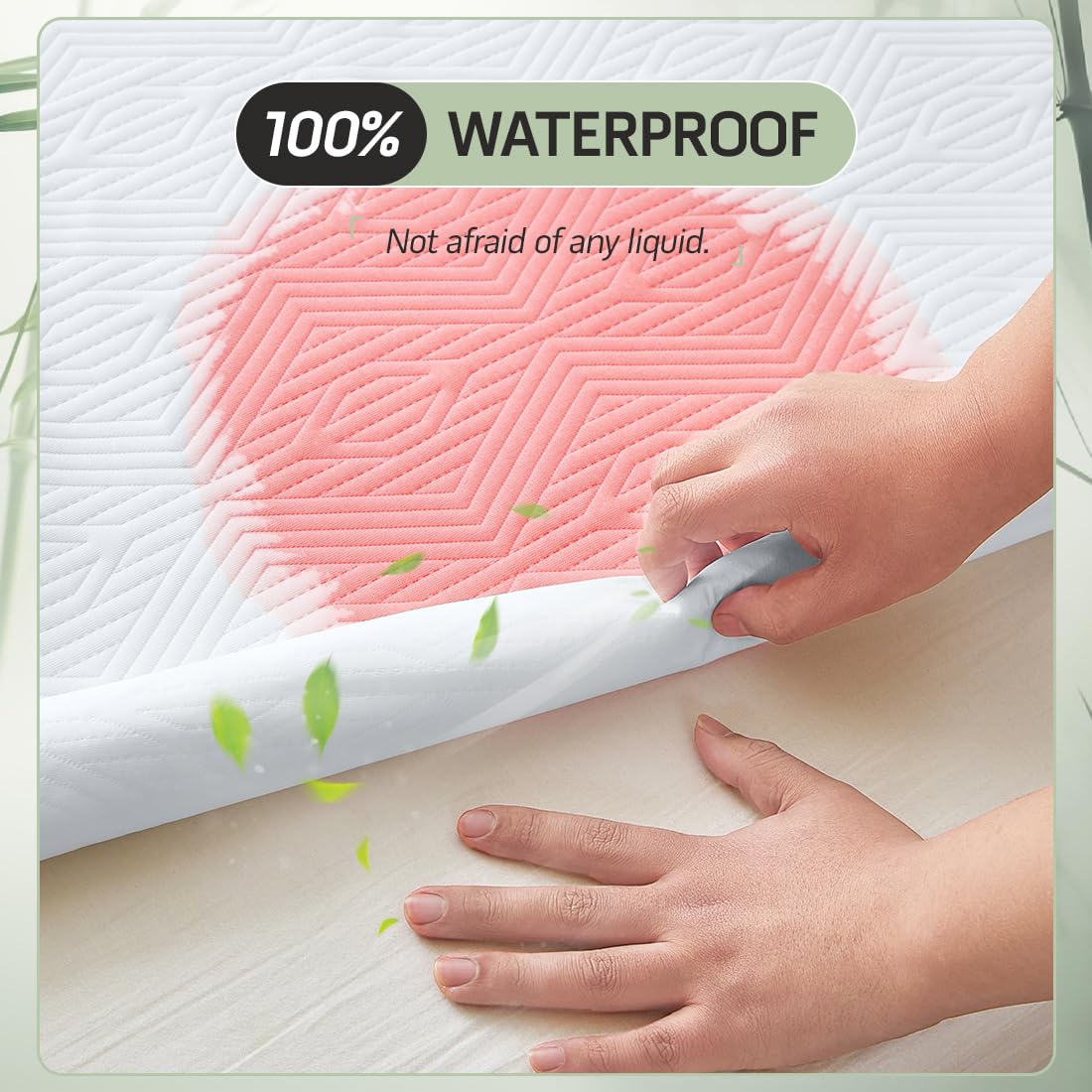 Premium Jacquard 100% Waterproof Queen Mattress Protector, Noiseless, Anti - Slip, Breathable Bed Cover, Rayon from Bambo, Quilted, Mattress Pad Sheet, Deep Pocket 8"-21"